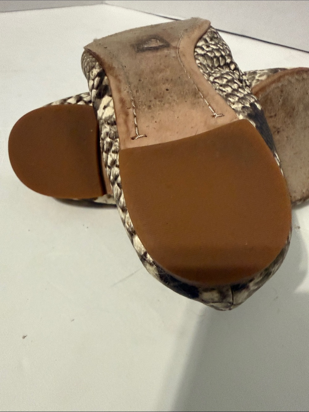 Tory Burch Minnie Cap-Toe Python Embossed Leather Ballet Flats Size 38 US 7.5 - Picture 6 of 6